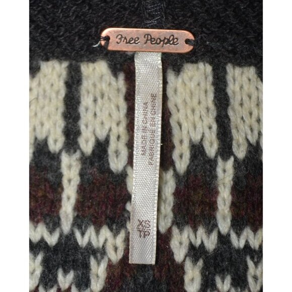 Free People Ladies Gray On My Way Hoodie Knit Sweater Size XS Mixed Print Wool - Picture 13 of 15
